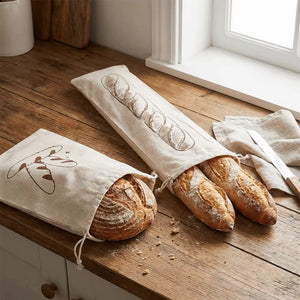 Chic Motif Drawstring Bread Storage Bag