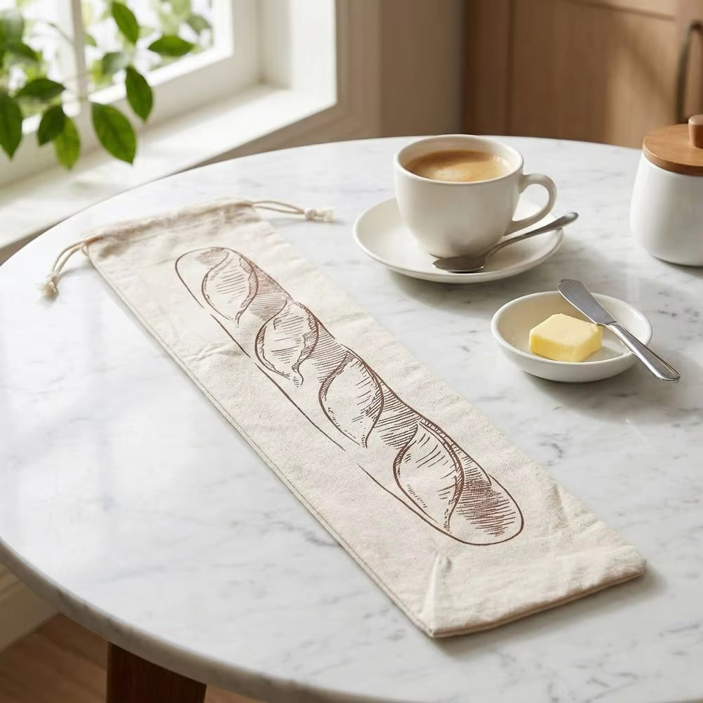 Chic Motif Drawstring Bread Storage Bag