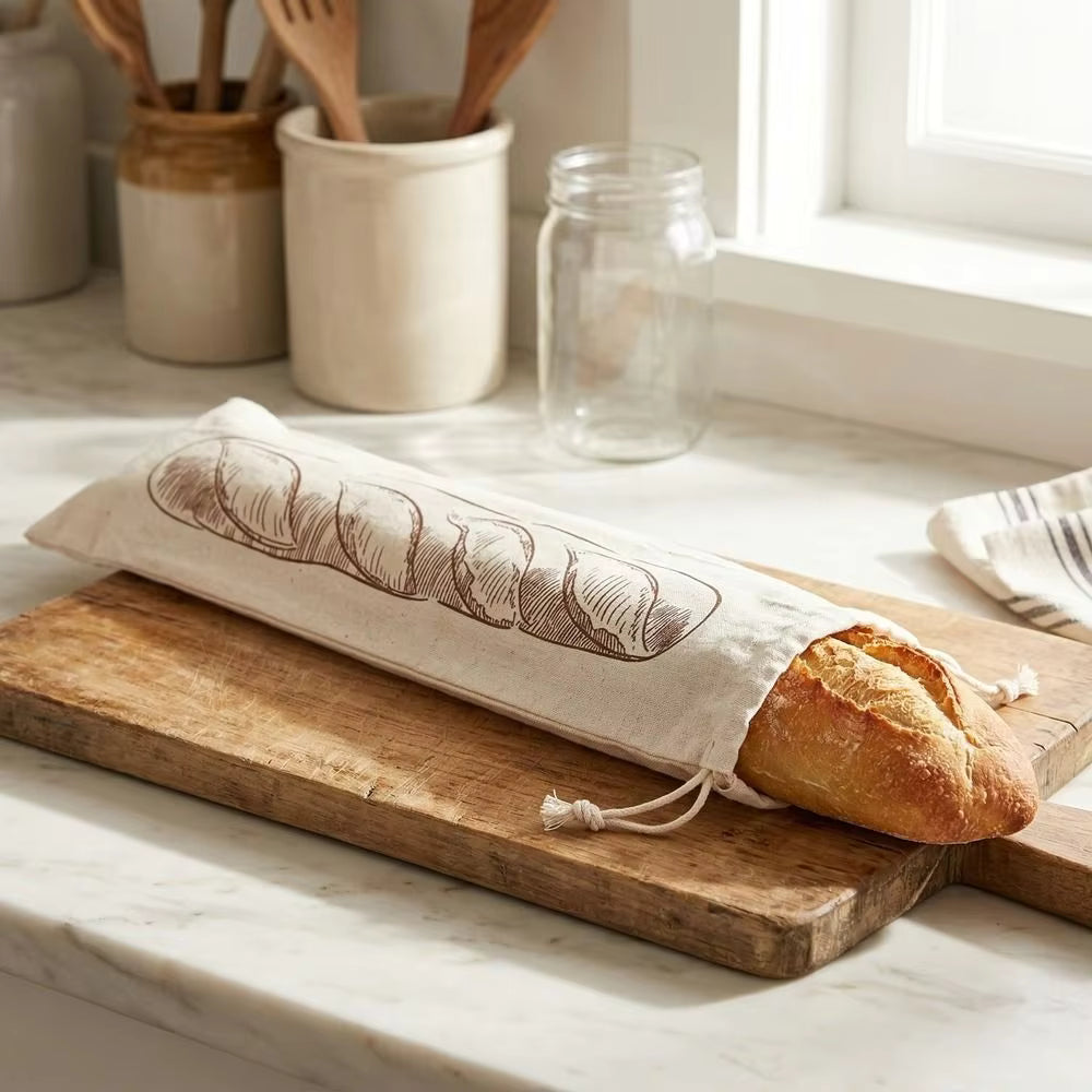 Chic Motif Drawstring Bread Storage Bag