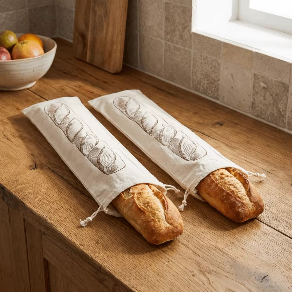 Chic Motif Drawstring Bread Storage Bag